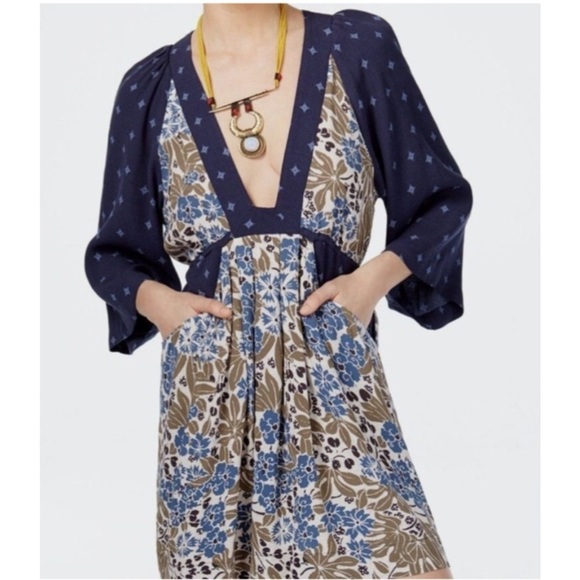 Free People Dresses & Skirts - Free People Talulla Printed Mini Dress pockets cottagecore rayon size M